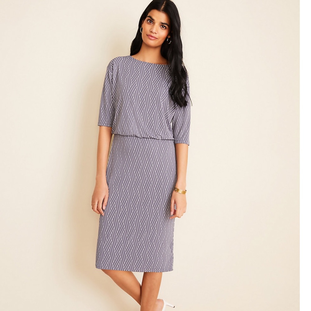 Geo Shirred Sheath Dress Ann Taylor - brand new with tags!